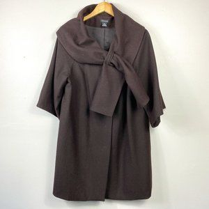 Spense Large Wool Blend Elbow Length Sleeved Coat Plum/Brown Color